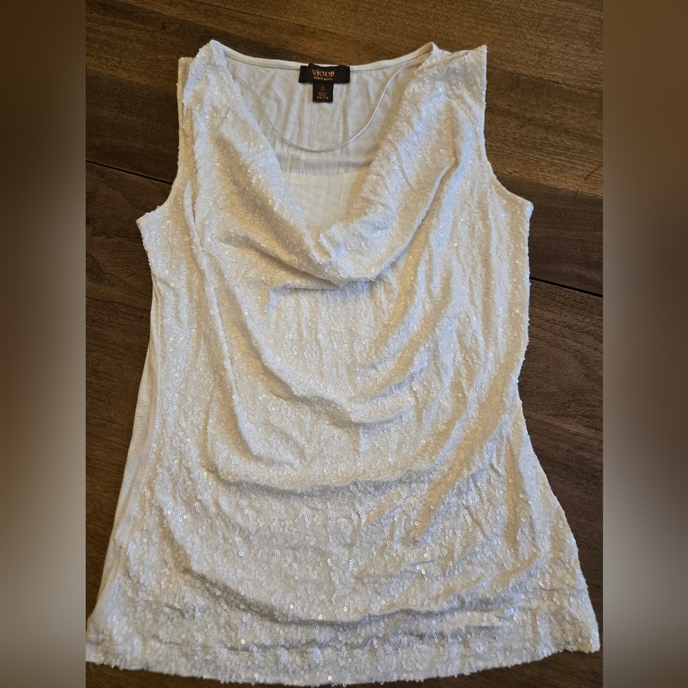 Victor Alfaro Shimmering White Tank Top